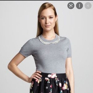 *EUC* Kate Spade NY Tippy Rhinestone Collar Top